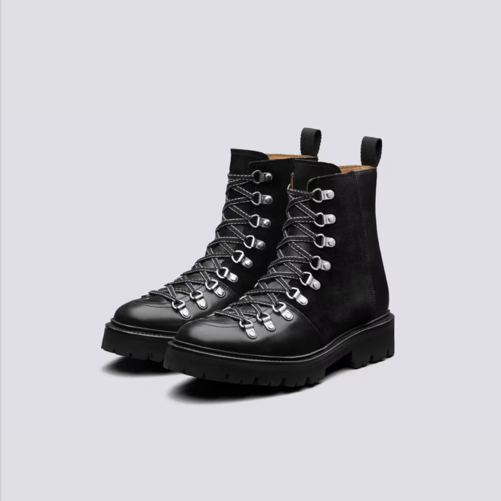 Grenson Black Leather Nanette Lace-Up Boots